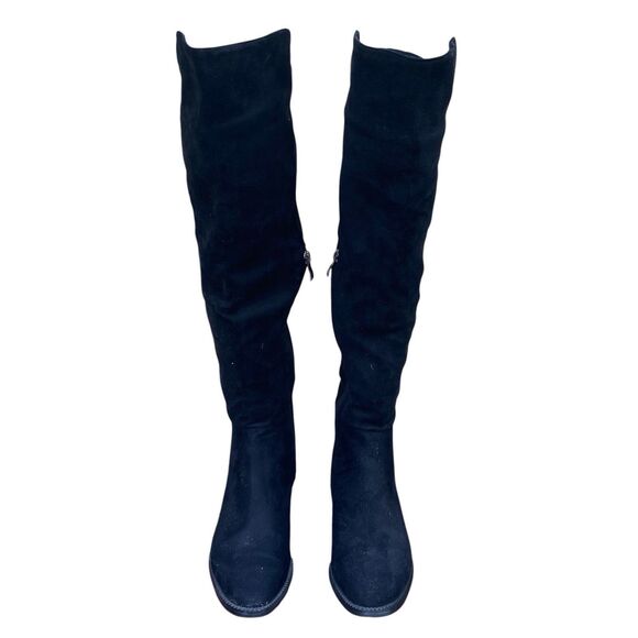 CATHERINE MALANDRINO Black Vegan Suede Over the Knee Pearl Heel Boot 7.5 - Picture 4 of 14